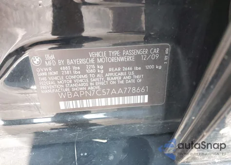 2010 BMW 335 z USA, uszkodzony, nr VIN WBAPN7C57AA778661